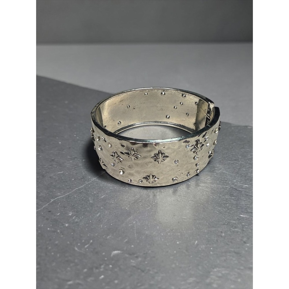 Paparazzi Across the Constellations Hinged Cuff Bracelet Silver Tone Rhinestones